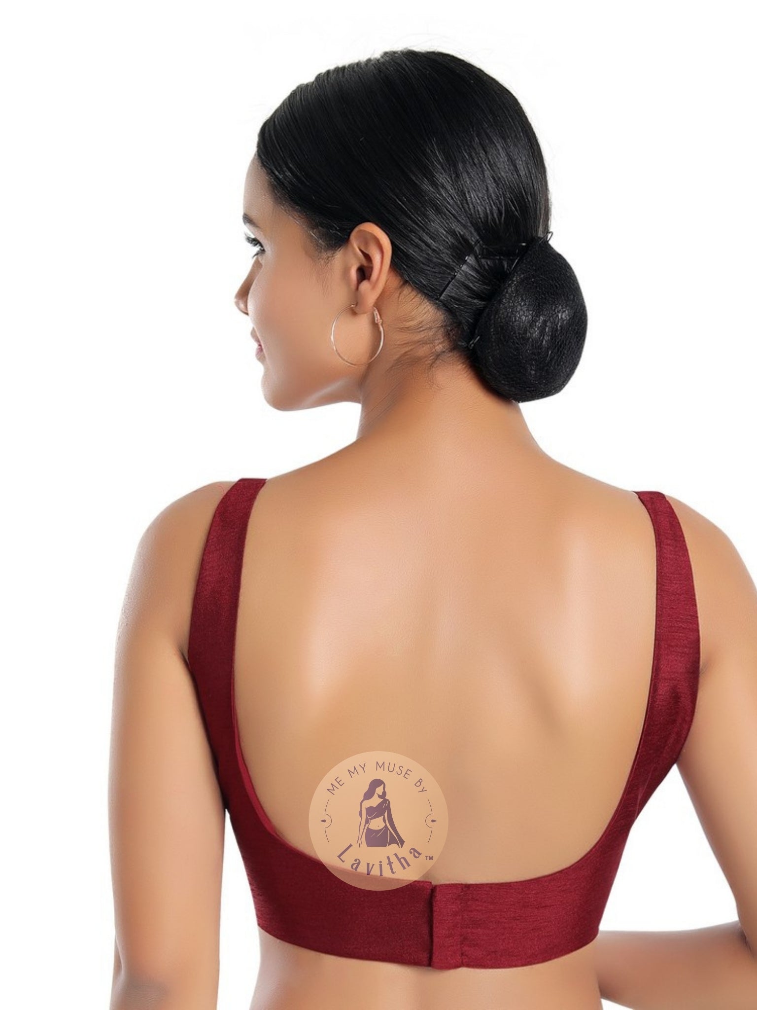Maroon Dupion Silk Padded Sleeveless Blouse