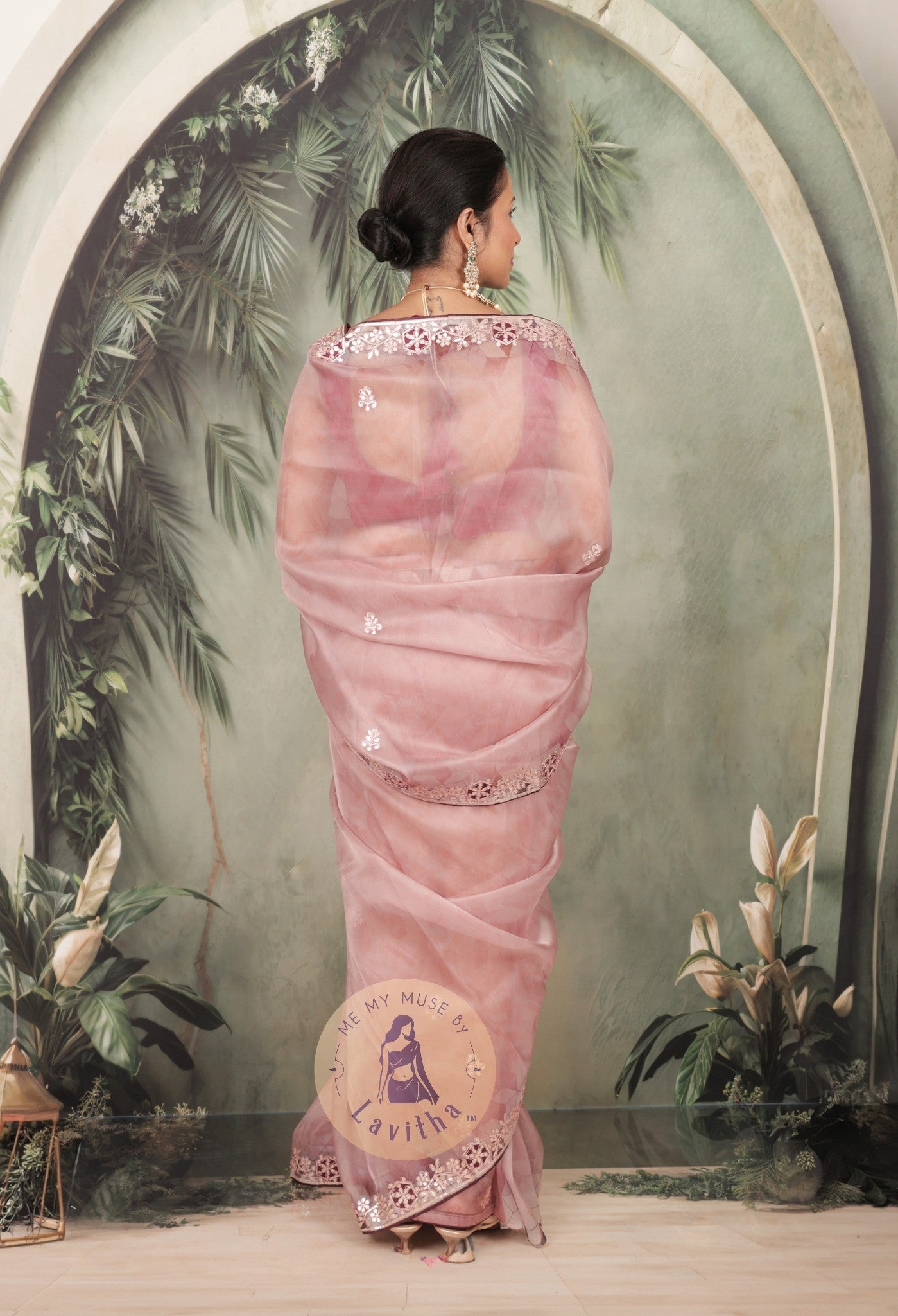 Dilqash Premium Organza Mauve Saree with Gota Patti Work