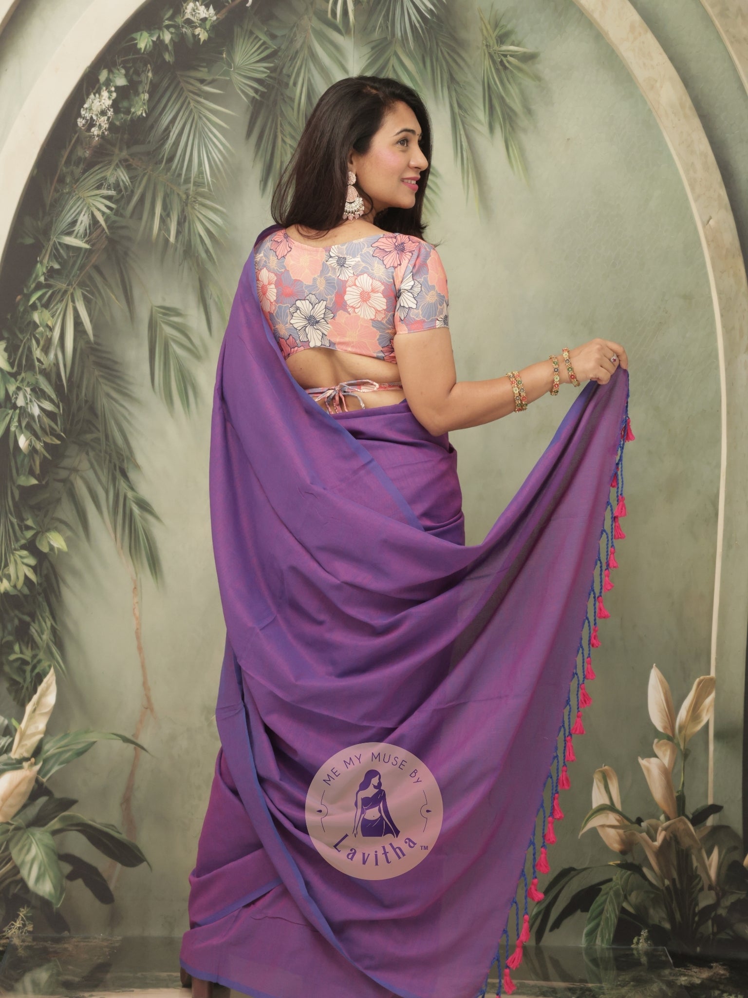 Saaqi Amethyst Purple Sheen Cotton Saree