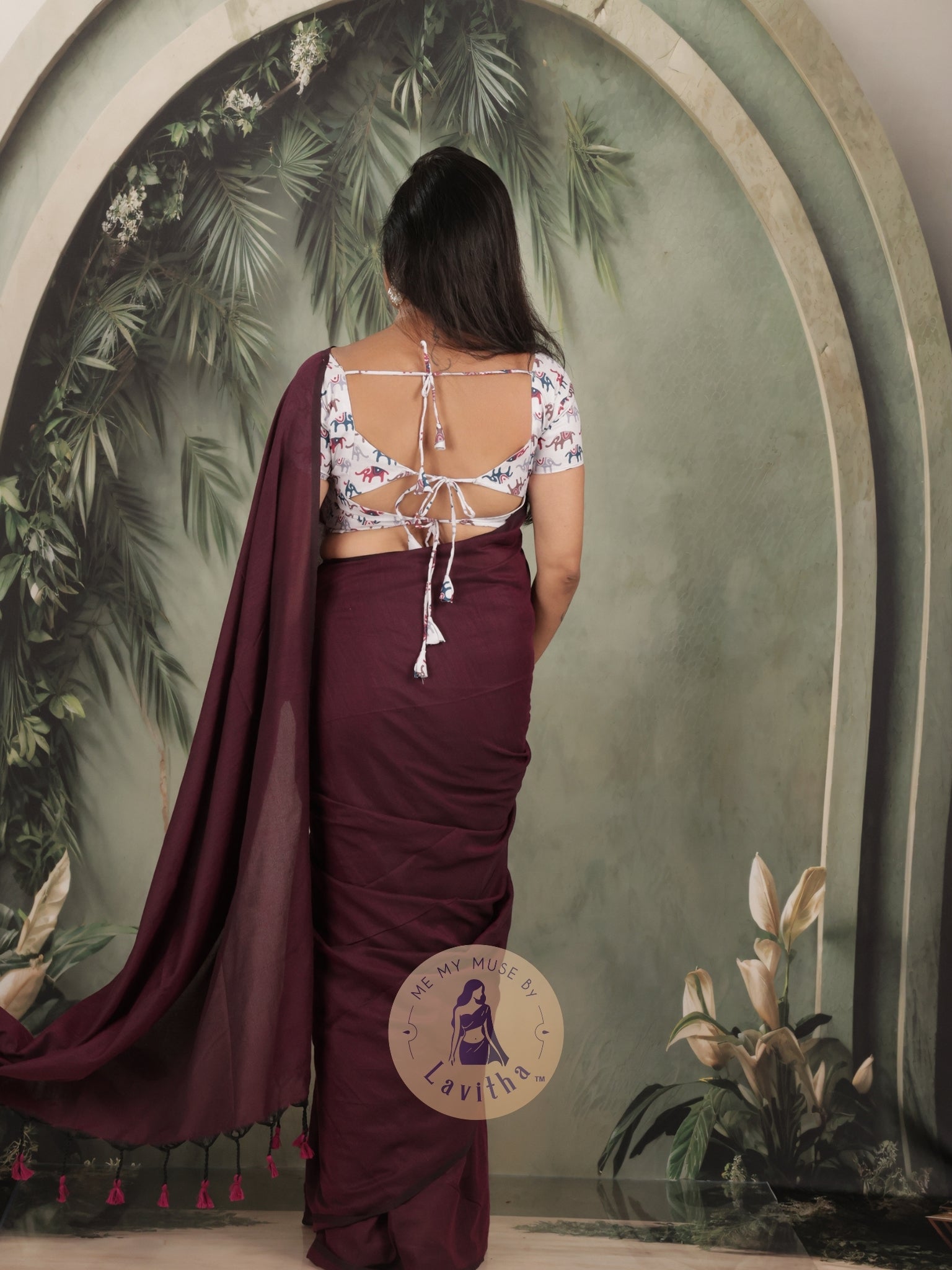 Saaqi Plum Sheen Cotton Saree