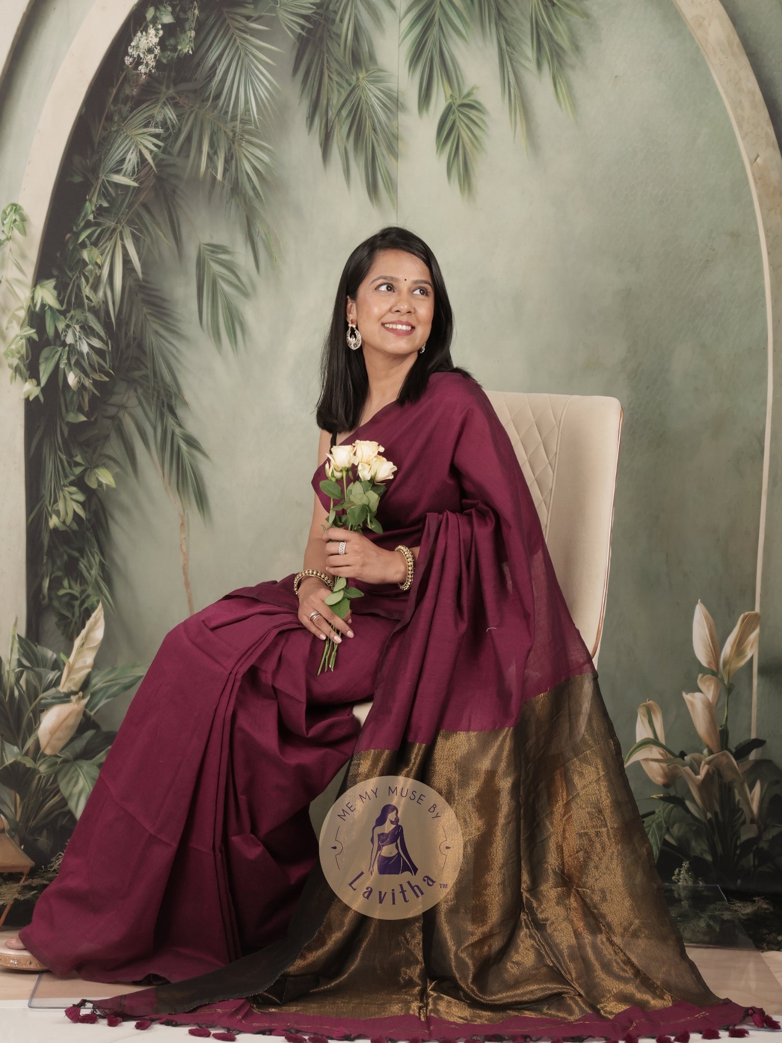 Zarish Magenta Premium Cotton Saree