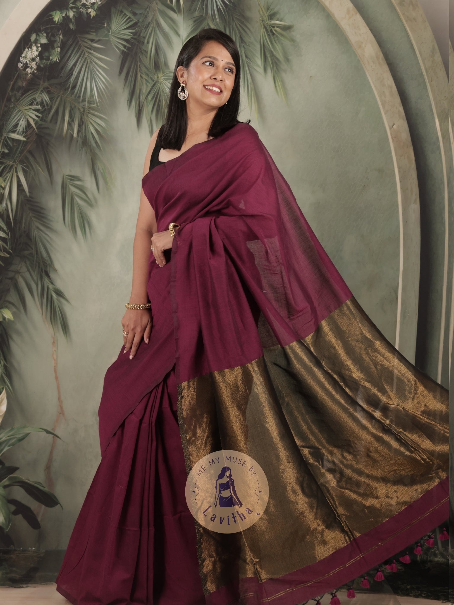 Zarish Magenta Premium Cotton Saree
