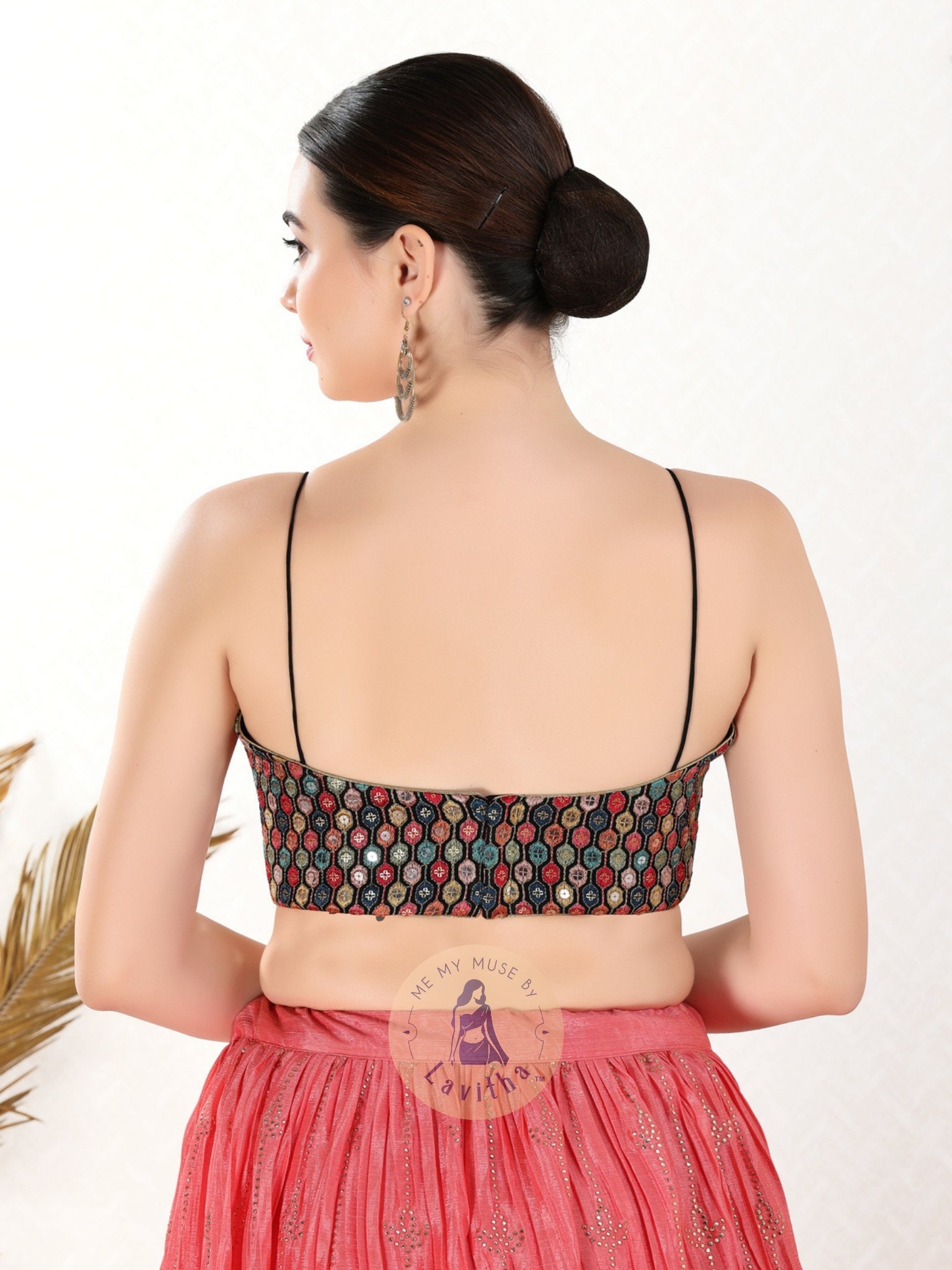 Black Hot Date Night Noodle Strap Multicolour Sleeveless Padded Blouse