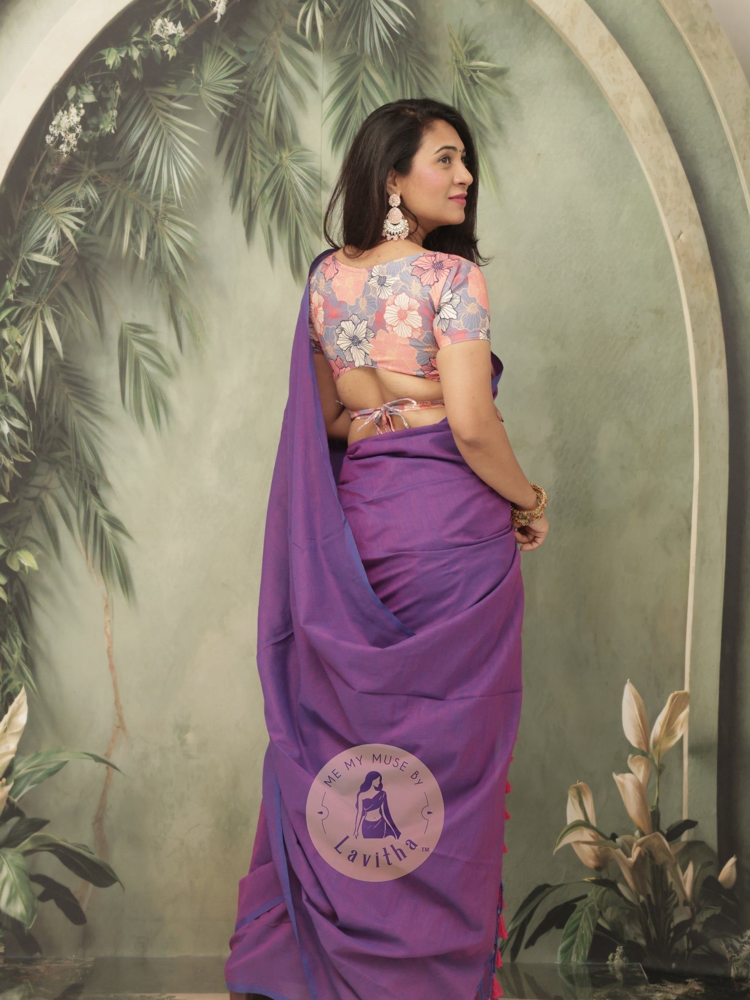 Saaqi Amethyst Purple Sheen Cotton Saree