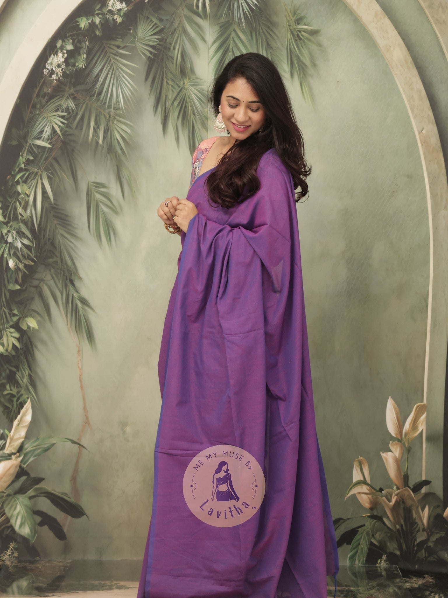 Saaqi Amethyst Purple Sheen Cotton Saree