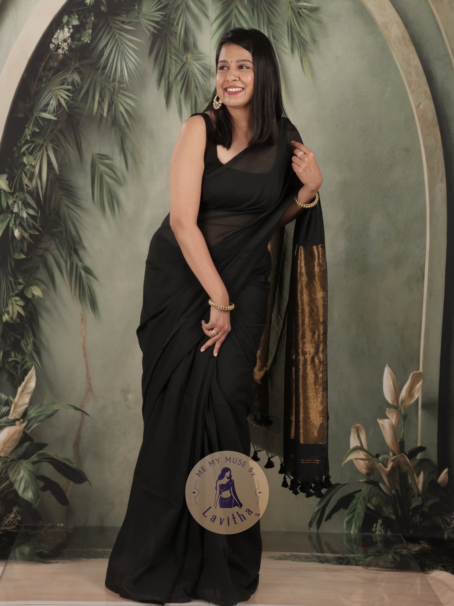 Zarish Black Premium Cotton Saree