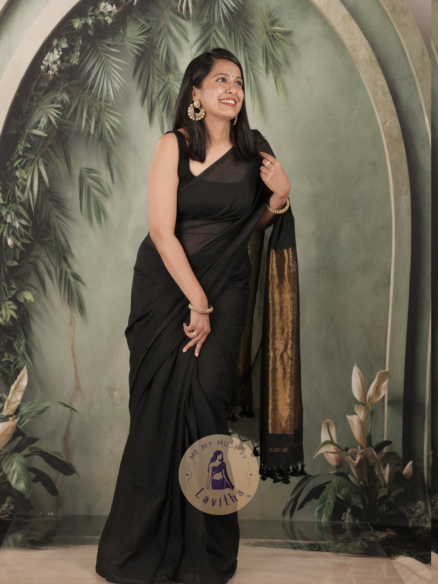 Zarish Black Premium Cotton Saree