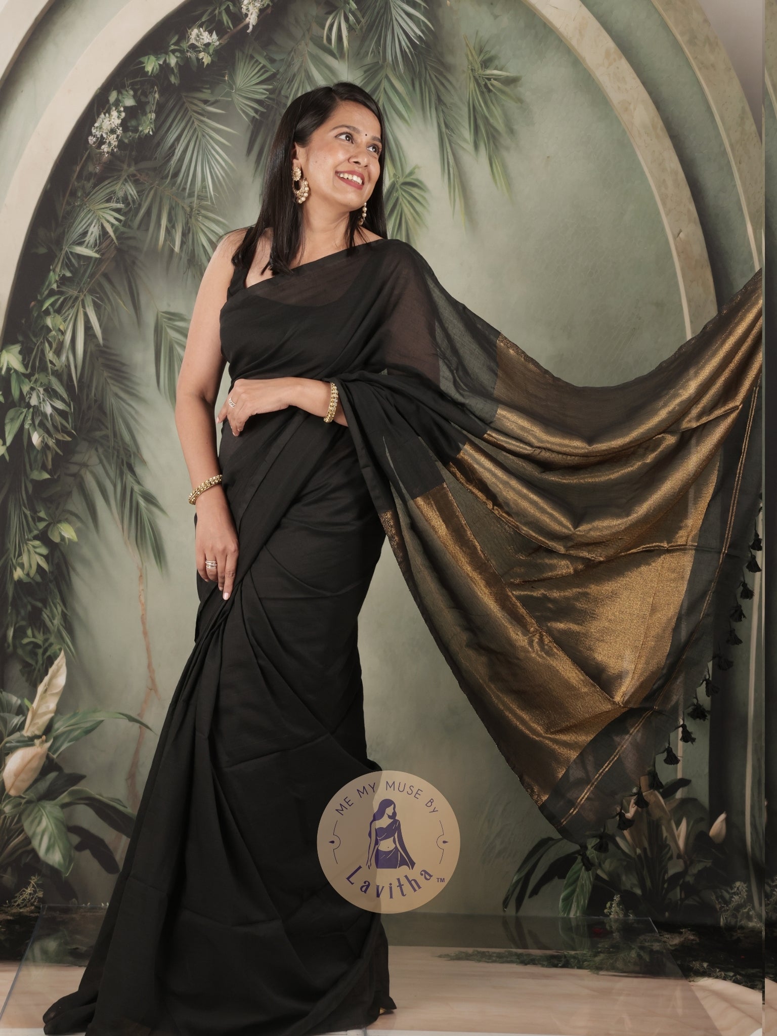 Zarish Black Premium Cotton Saree