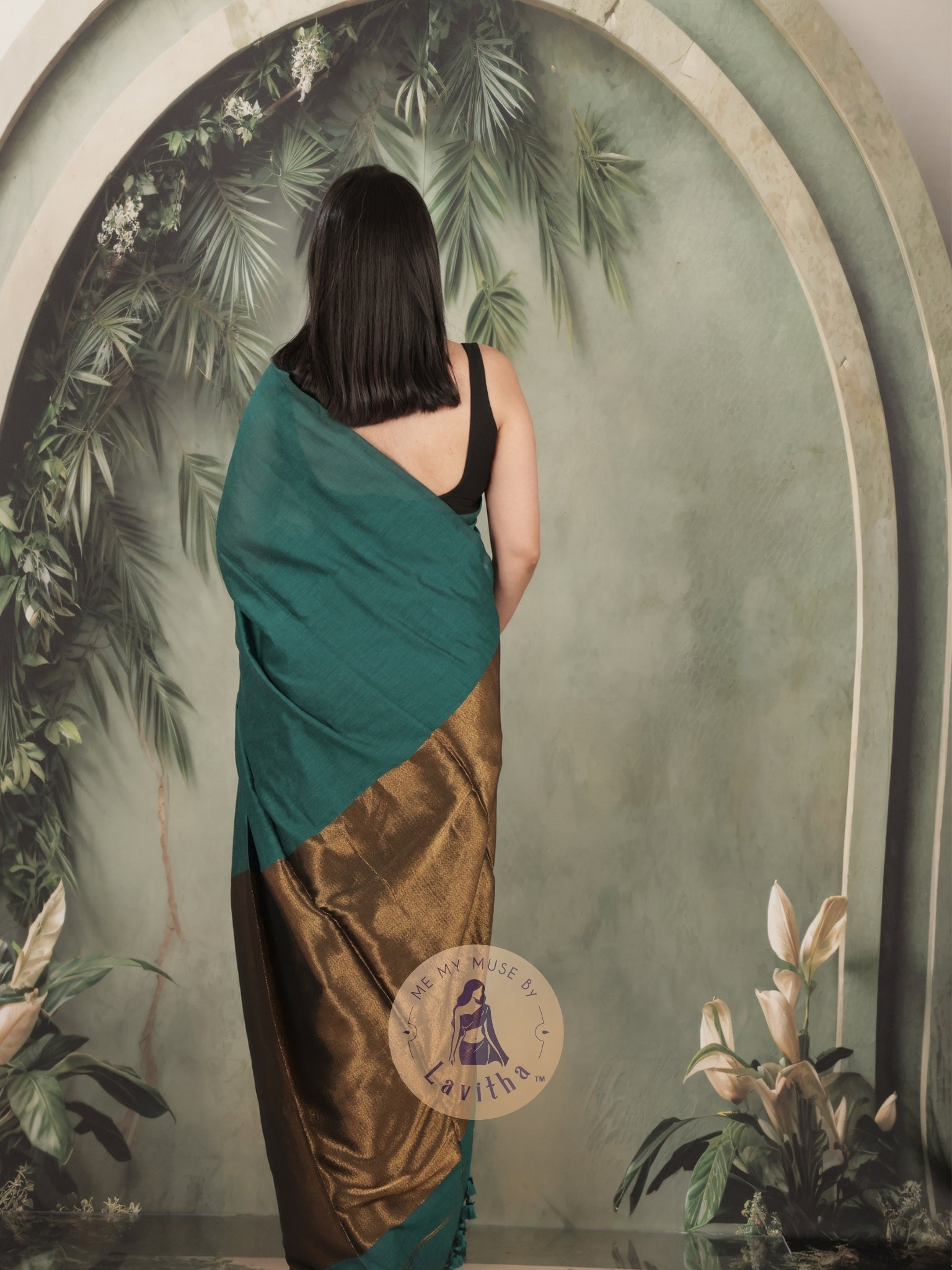 Zarish Cadmium Green Premium Cotton Saree