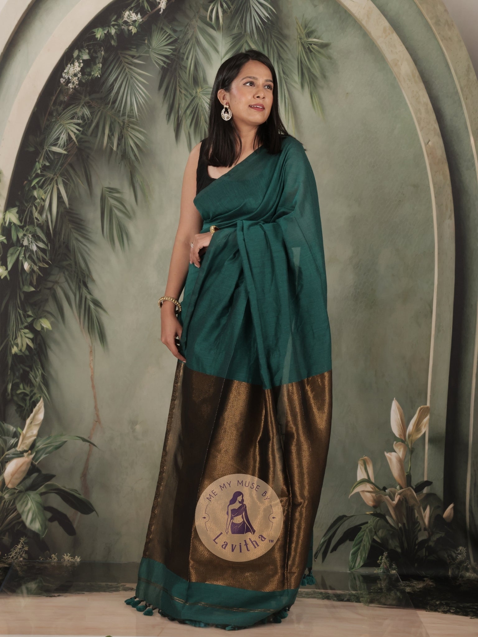 Zarish Cadmium Green Premium Cotton Saree