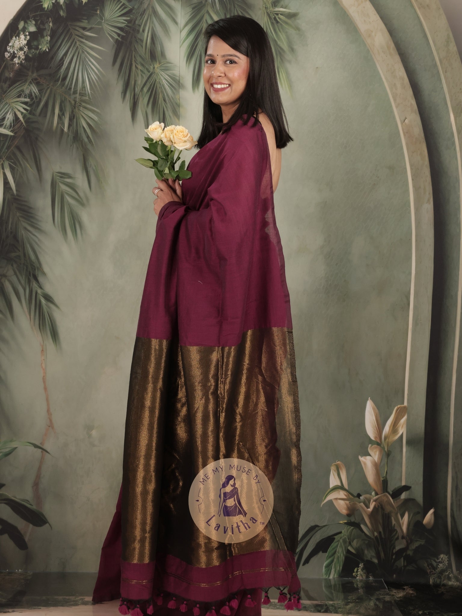 Zarish Magenta Premium Cotton Saree