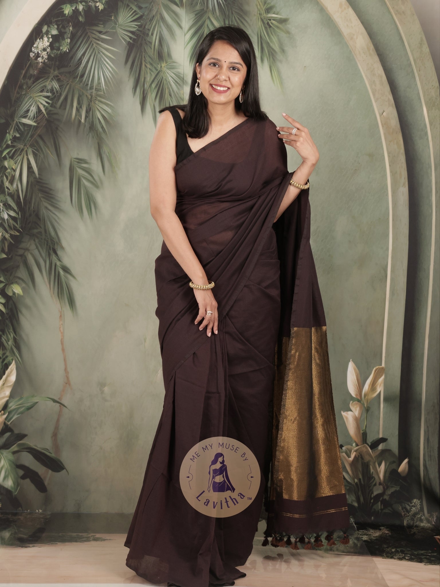 Zarish Mocha Premium Cotton Saree