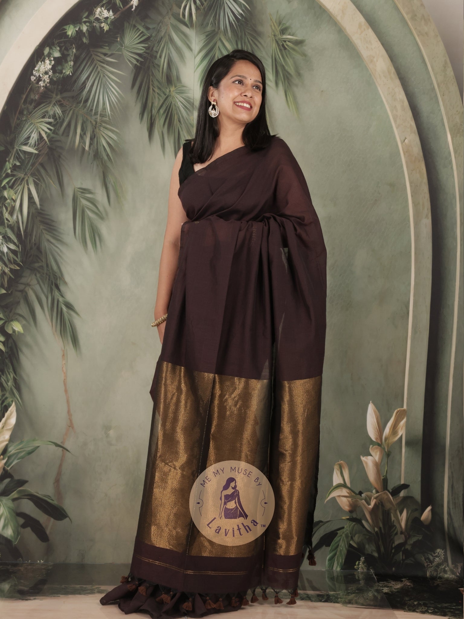 Zarish Mocha Premium Cotton Saree