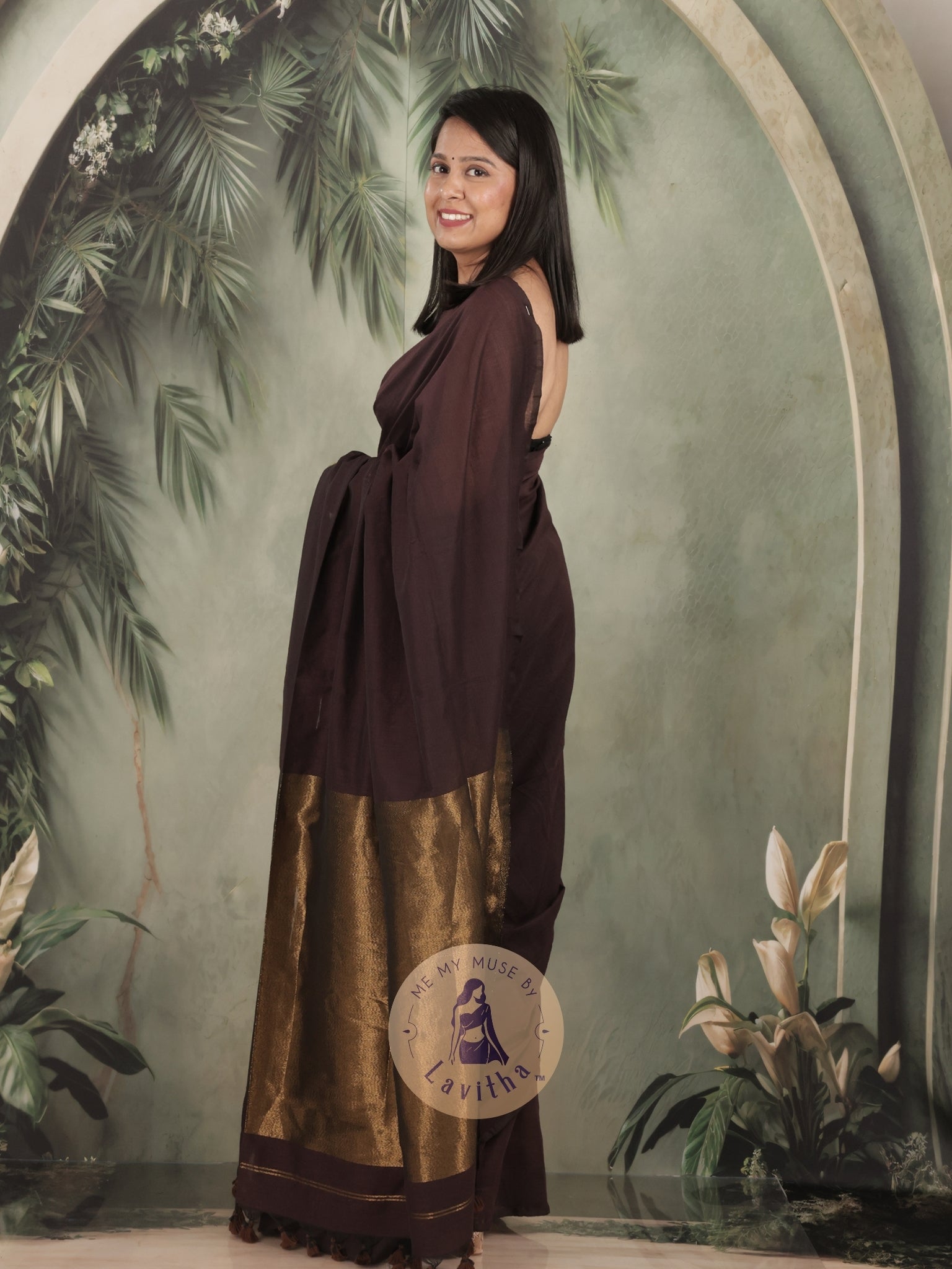 Zarish Mocha Premium Cotton Saree
