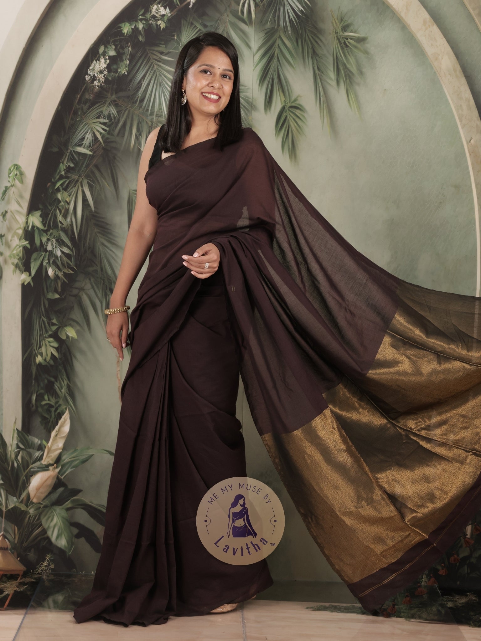 Zarish Mocha Premium Cotton Saree