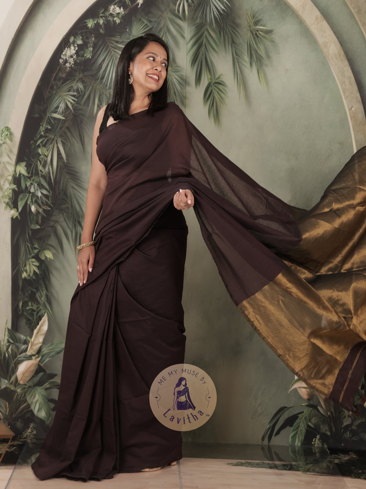 Zarish Mocha Premium Cotton Saree